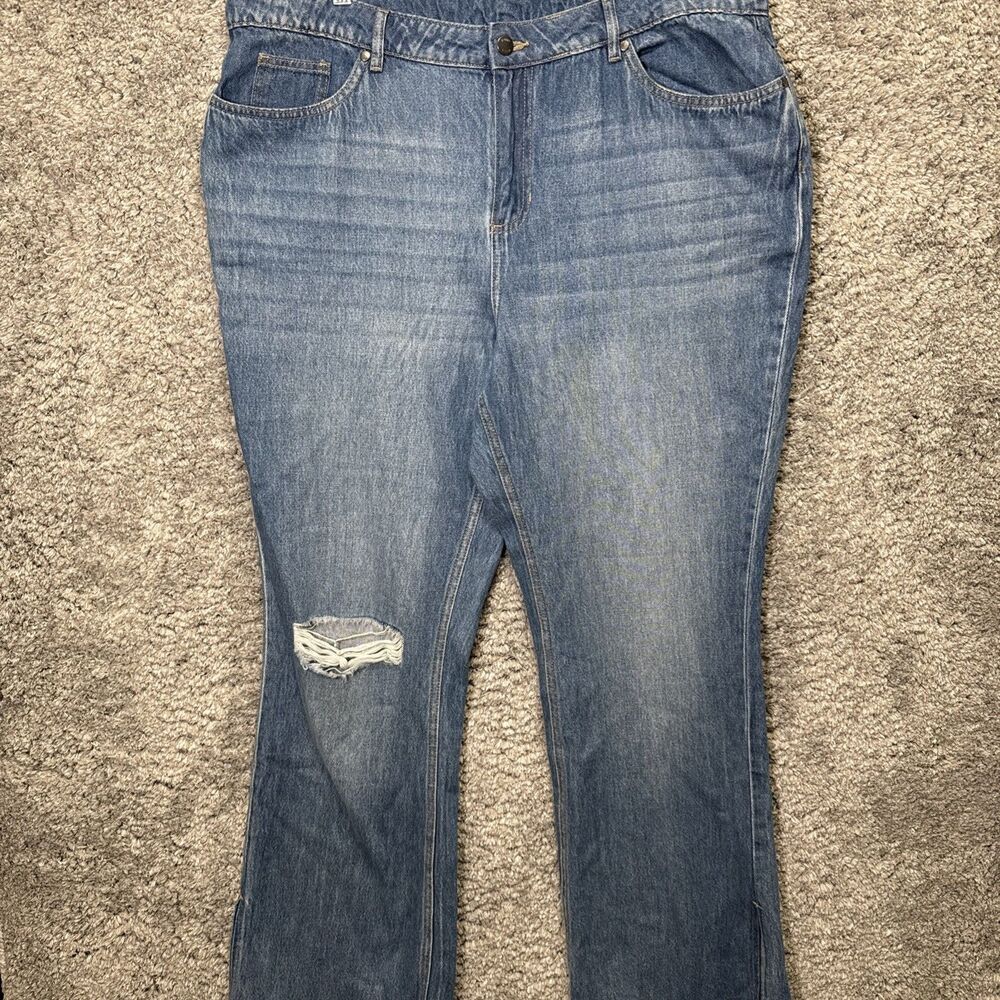 Venus Women’s Jeans Bootcut Flare Distressed Size 18 High Rise Medium Wash Denim